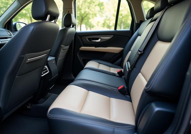 The impeccably clean interior of the same SUV after a deep cleaning service.